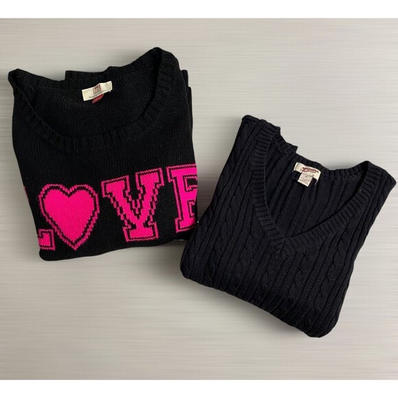 Bundle (2)Sweater Women's Knit Pullover Black Size‎ XL Pre-owned - Picture 1 of 16